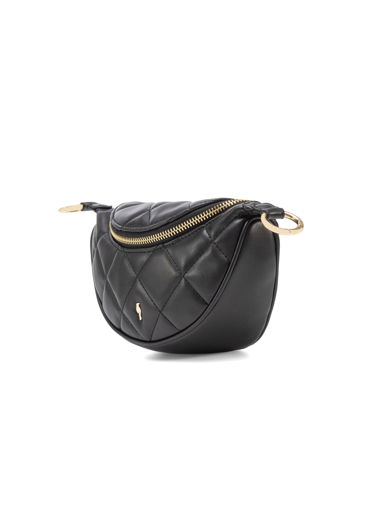 Black quilted women's handbag TOREC-1091-99(Z25), diagonal view of the product on a white background.