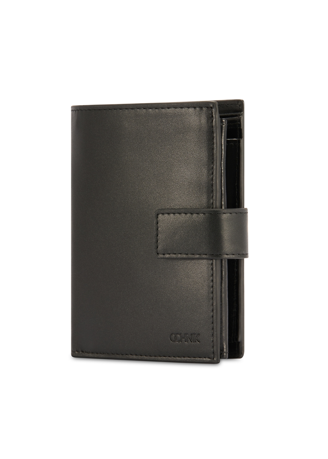 Black men's leather wallet PORMS-0656-99(Z25), diagonal product view on white background.