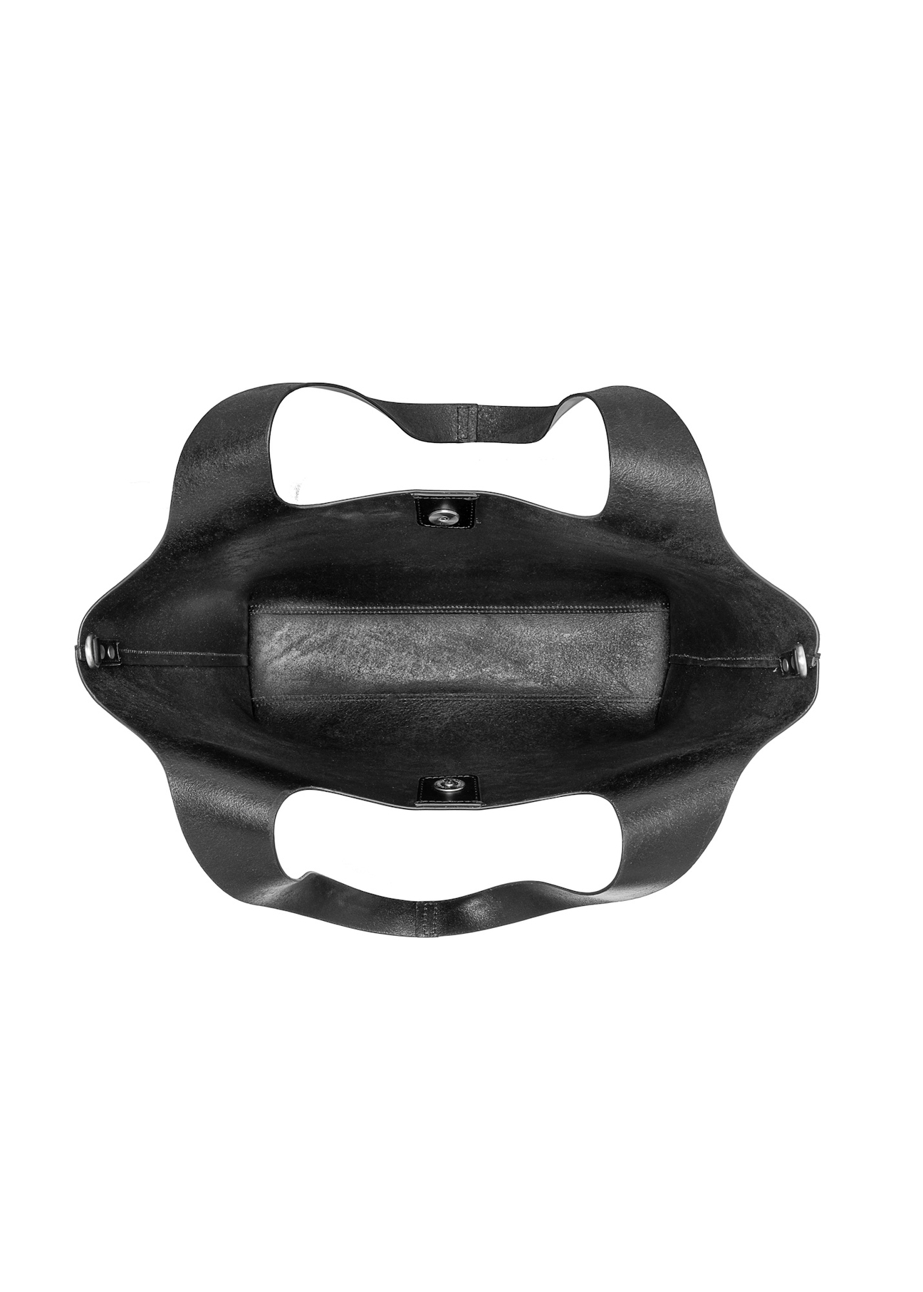 Black large leather shopper bag TORES-1140-99(Z25), product view inside on white background.