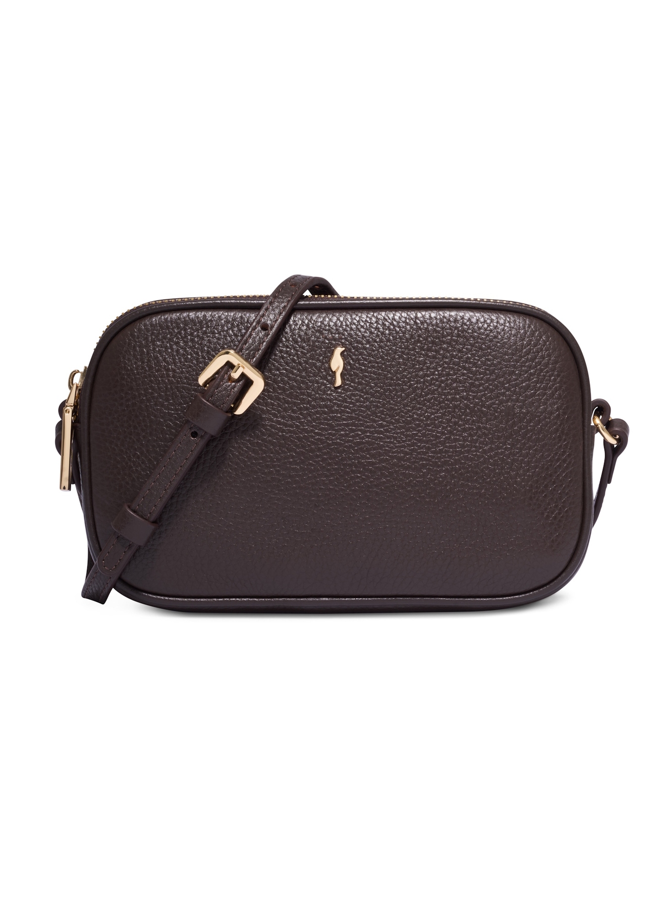 Small dark brown leather women's handbag TORES-1152-1I(Z26), front product view on white background.