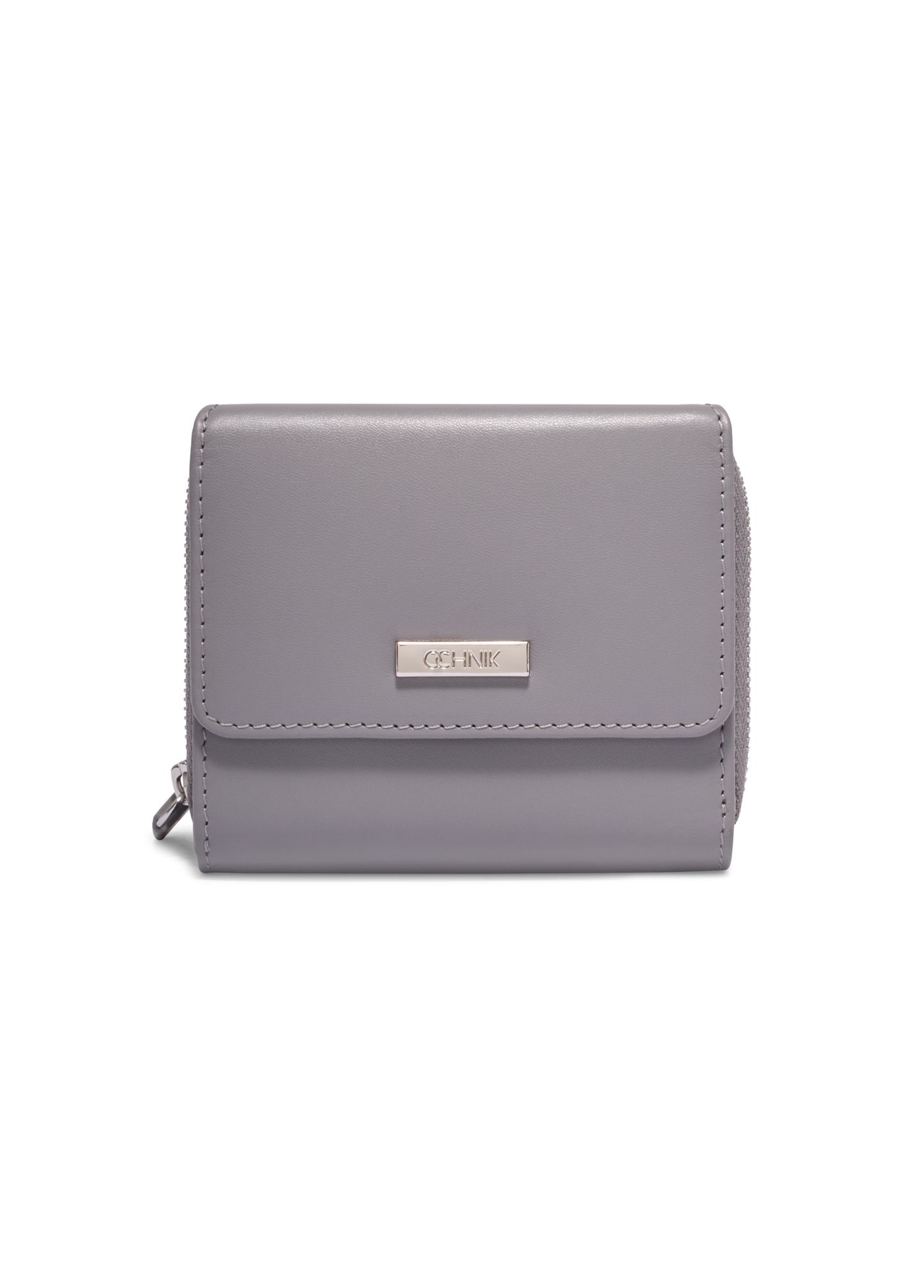 Graphite small leather women's wallet PORES-1025-9D(Z26) - front product view, on white background.