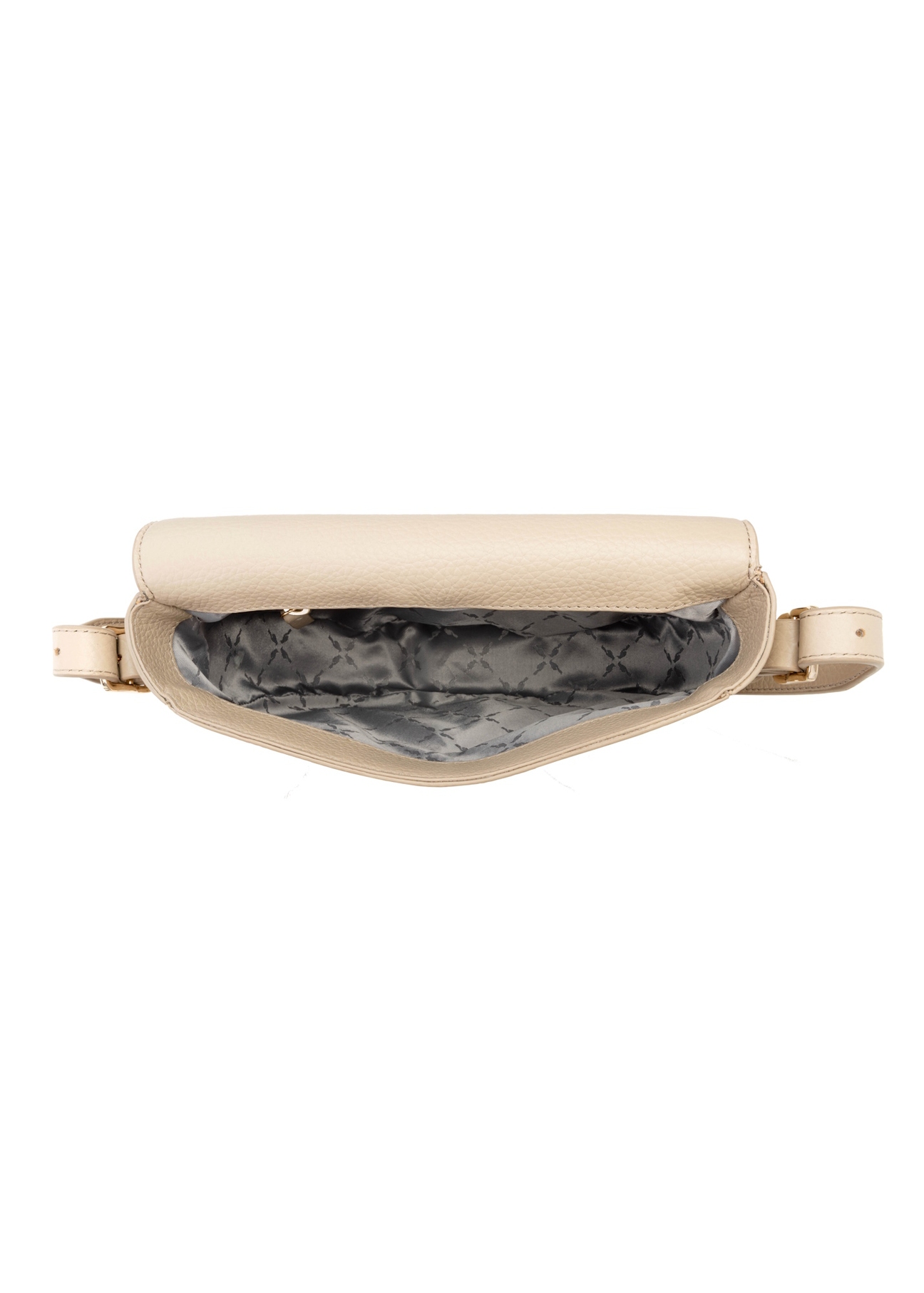 Beige leather women's messenger bag TORES-1122E-1B(W26), product view inside on white background.