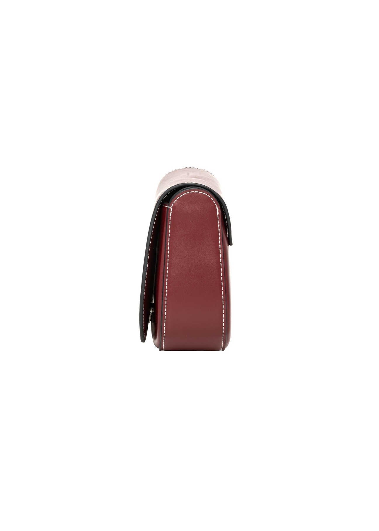 Dark red women's handbag with stitching (TOREC-1380-4C(Z26)), side view on a white background.