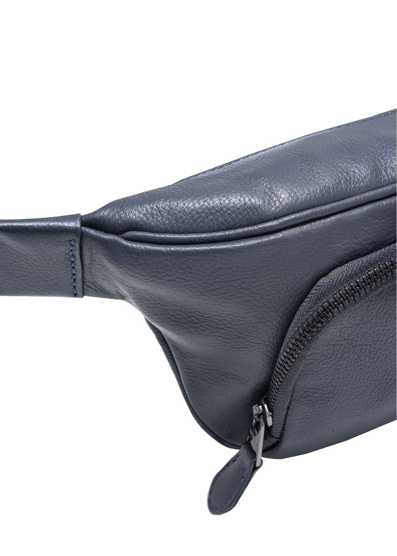 Men's navy blue leather zippered kidney TORMS-0280A-69(W24)