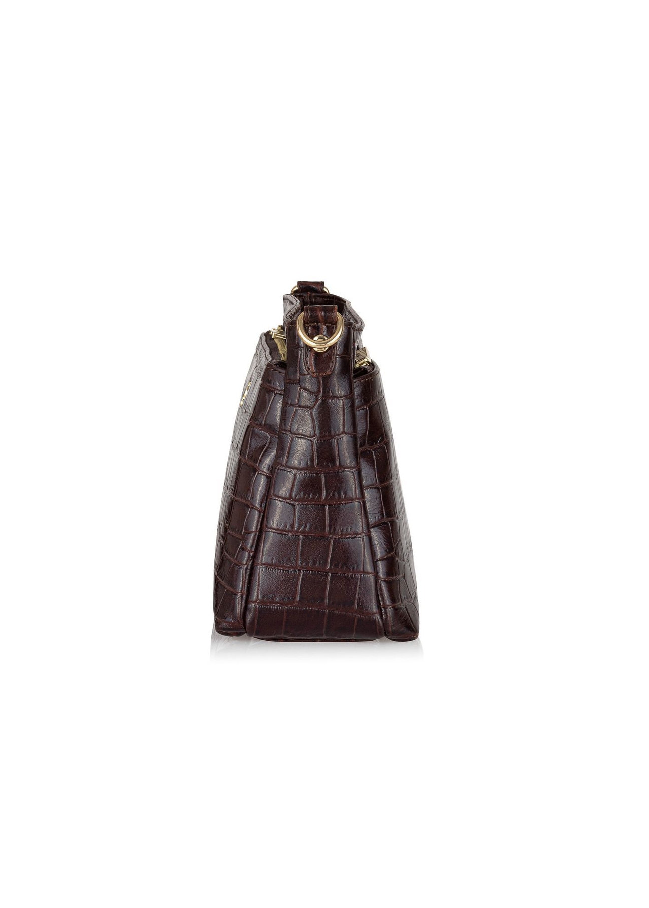 Leather brown women's messenger bag TORES-0940E-89(Z25), side view of the product on a white background.