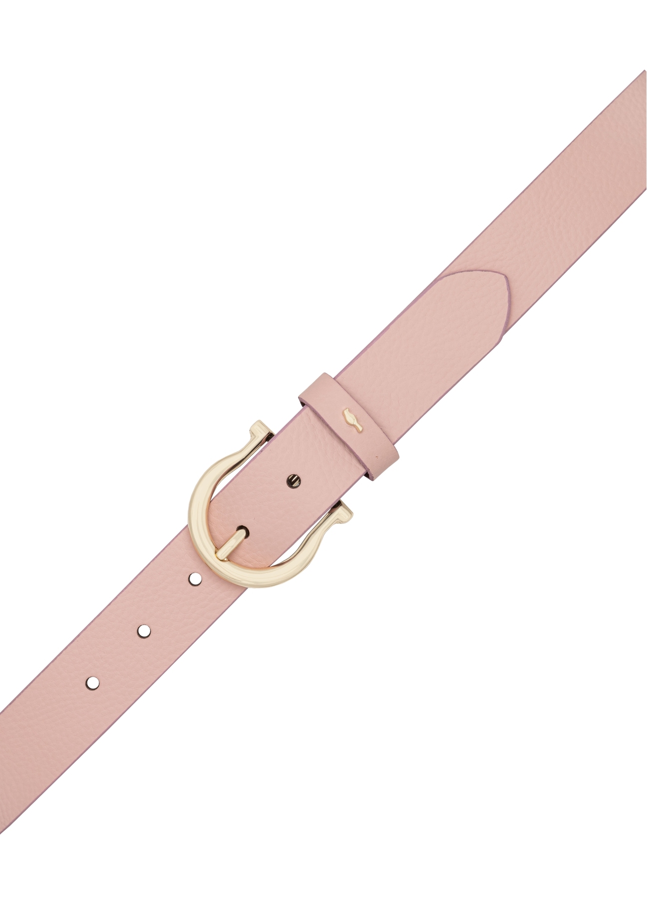 Pink women's leather belt PASDS-0274-5B(W26), top view of the product on a white background.