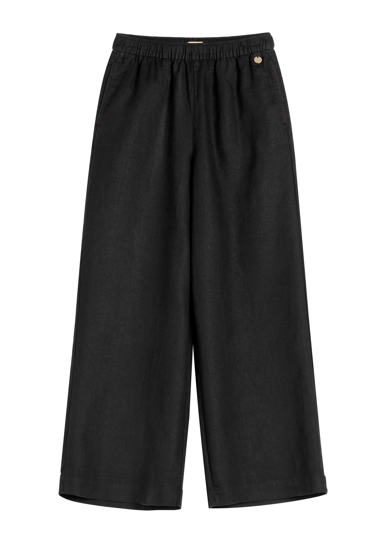 Black linen women's trousers SPODT-0124-99(W26)