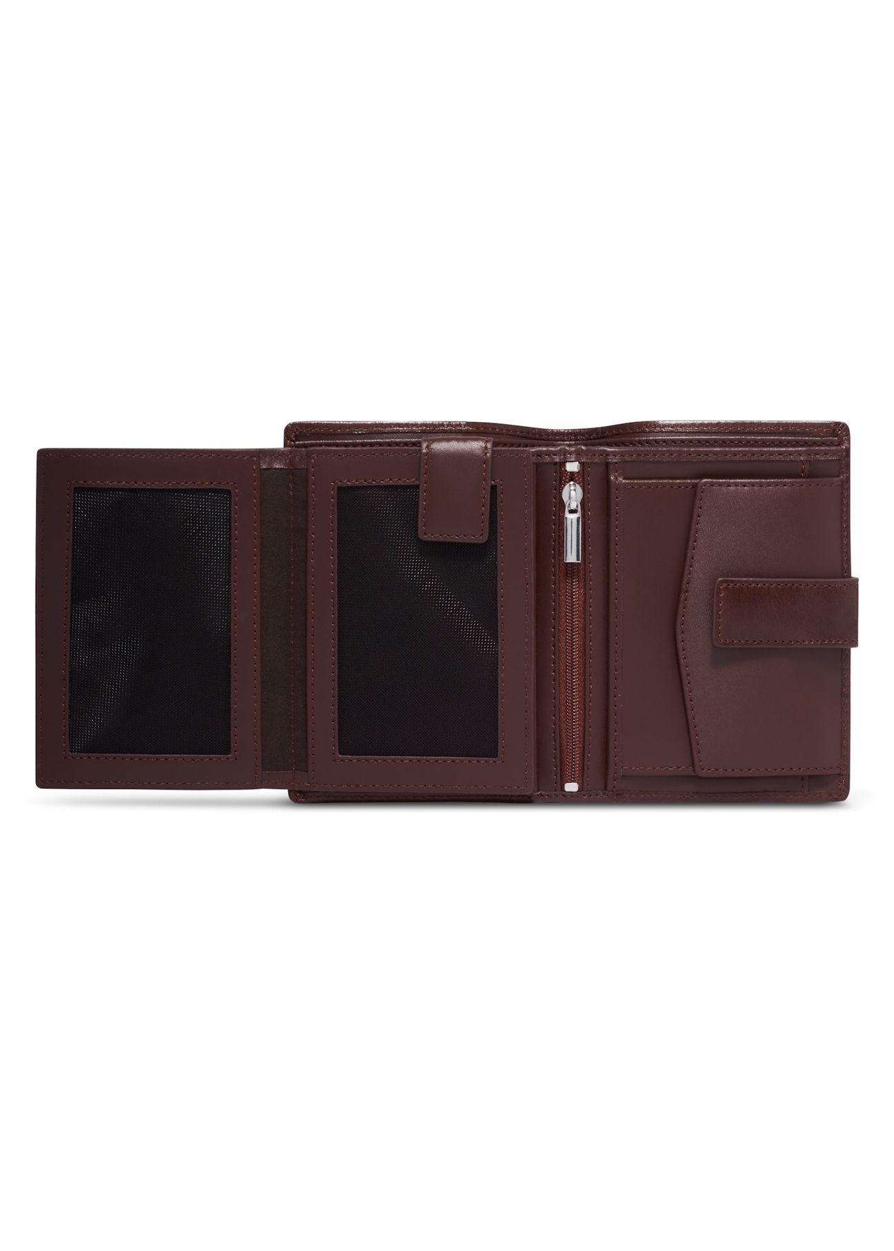 Brown men's wallet made of genuine leather PORMS-0739-1G(Z26), product view inside on white background.
