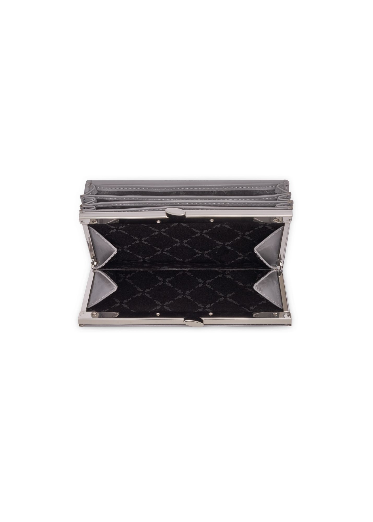 Graphite large leather women's wallet PORES-1024-9D(Z26) - product view from above, on a white background.