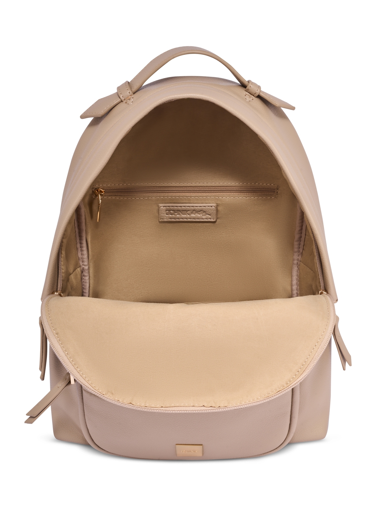 Beige women's backpack TOREC-1253-1B(Z26), product view inside on white background.