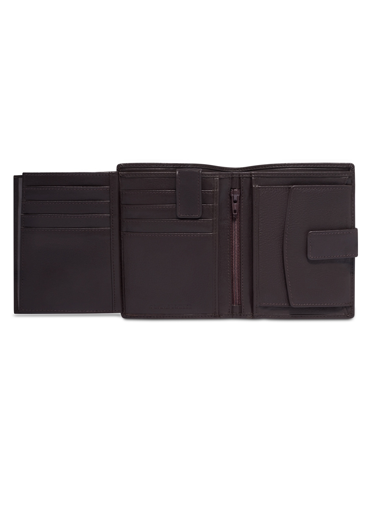Brown men's wallet made of genuine leather PORMS-0710-1H(Z26), product view inside on white background.