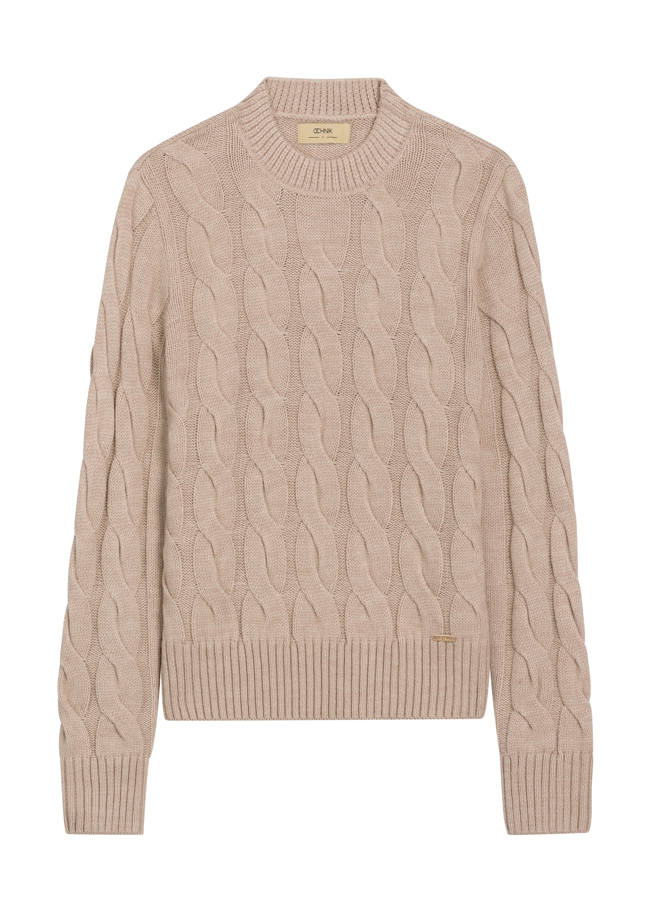 Women's sweater with decorative weave SWEDT-0210-1J(Z26), front product view on white background.