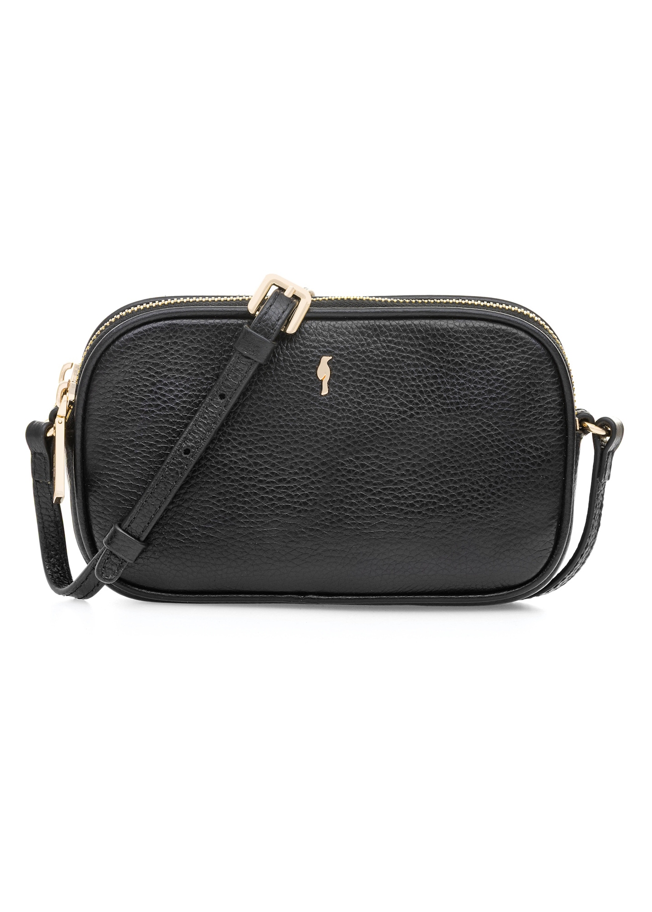 Small black leather women's handbag TORES-1152-99(Z25), product view from the front on a white background.