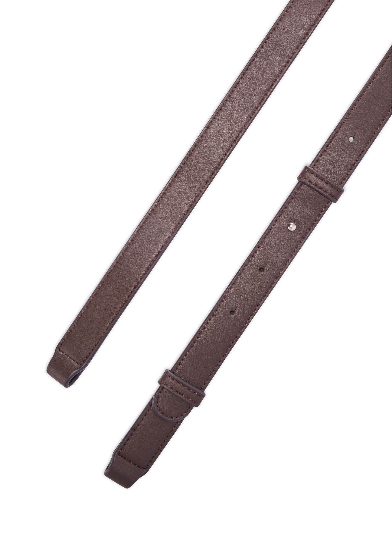 Brown leather women's messenger bag TORES-1253-1I(W26), view of the product strap on a white background.