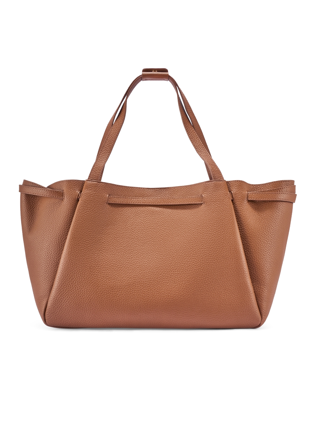 Camel-colored leather shopper bag TORES-1207-1D(W26)