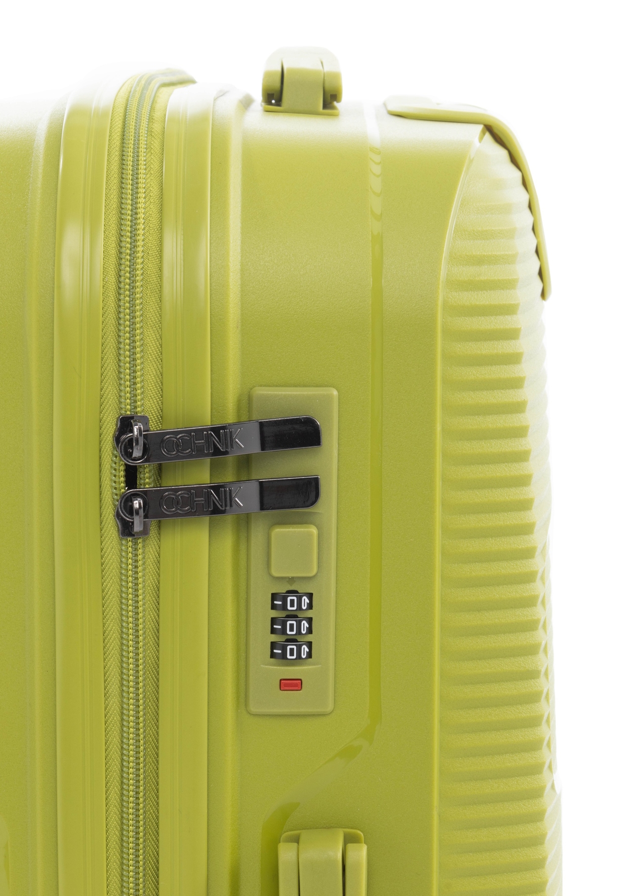 Large suitcase on wheels WALPP-0028-8G-28(W26), view of the product's combination lock on a white background.
