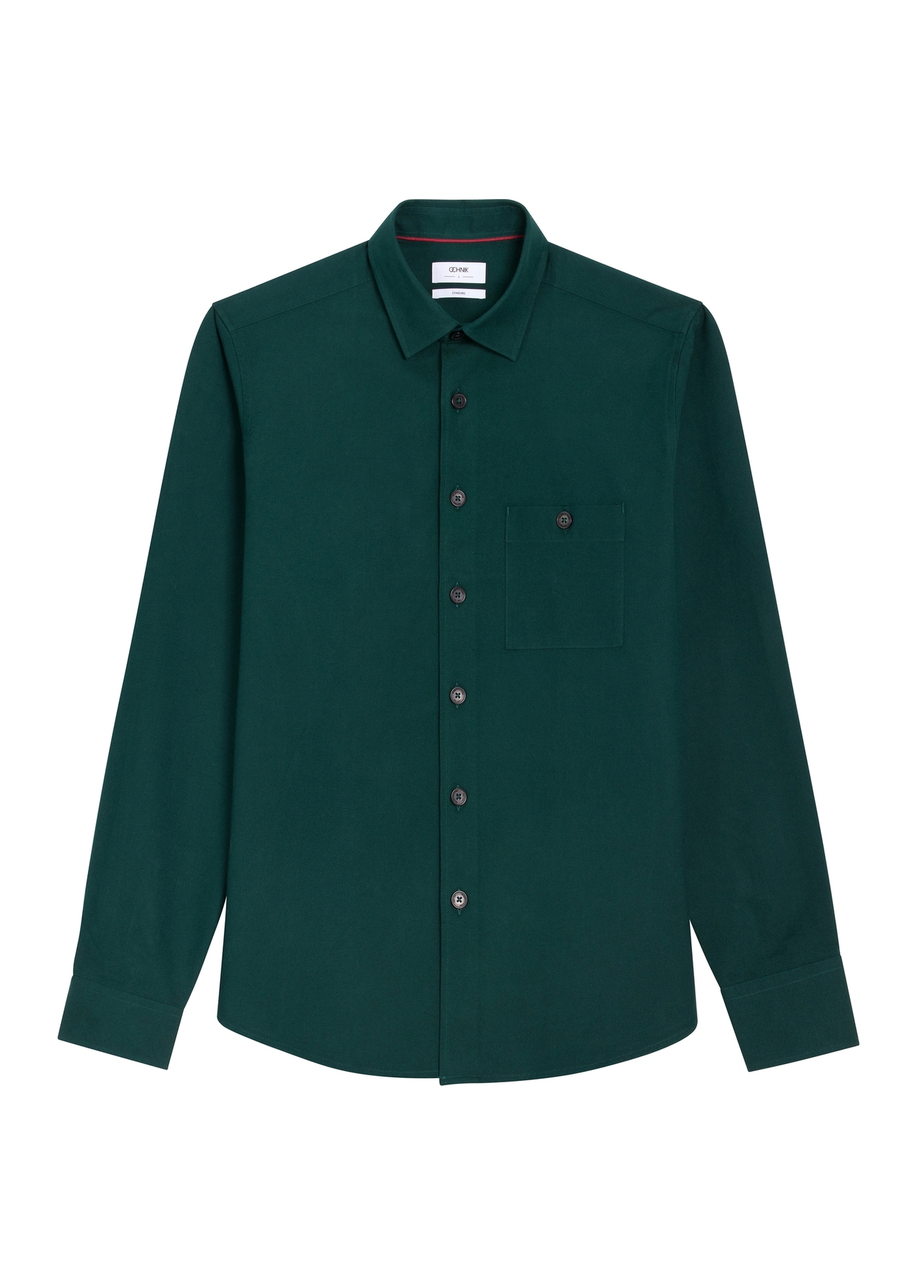 Men's green cotton shirt KOSMT-0376-8C(Z26), front view on a white background.