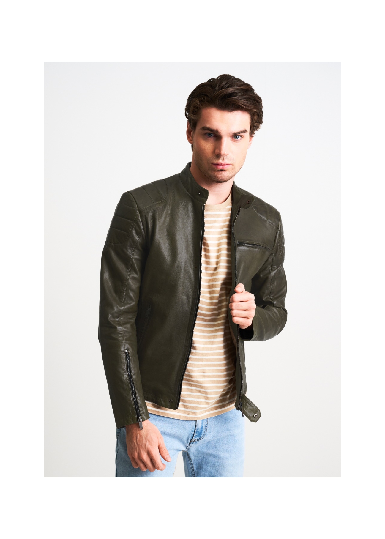 Men's leather jacket KURMS-0263-1198(W22)-01