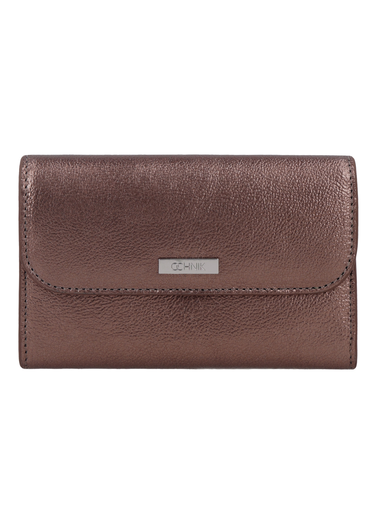 Medium women's leather wallet in light brown color PORES-1030-1G(Z26), front product view on white background.