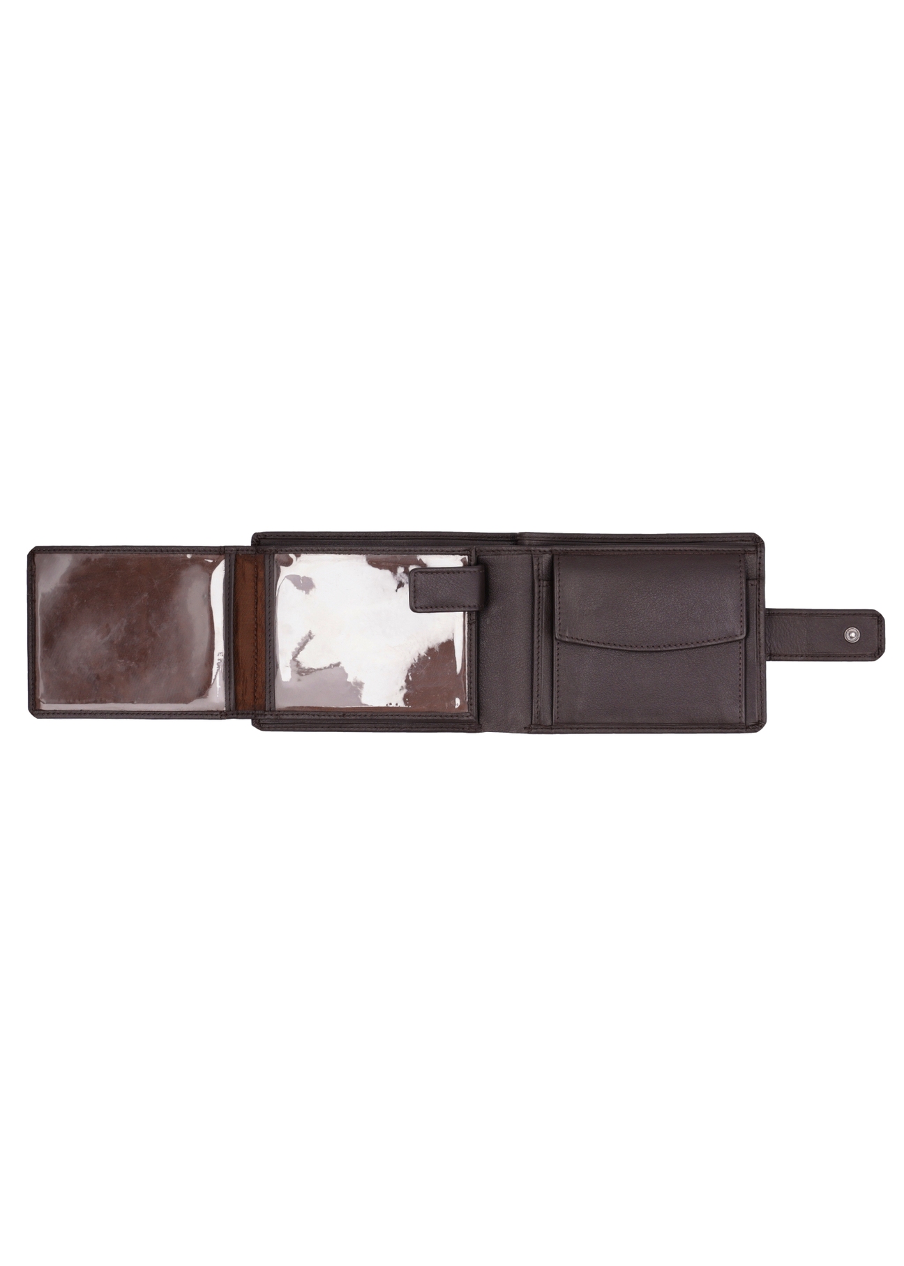 Brown men's leather wallet PORMS-0709-1H(Z26) - product view from above, on white background.