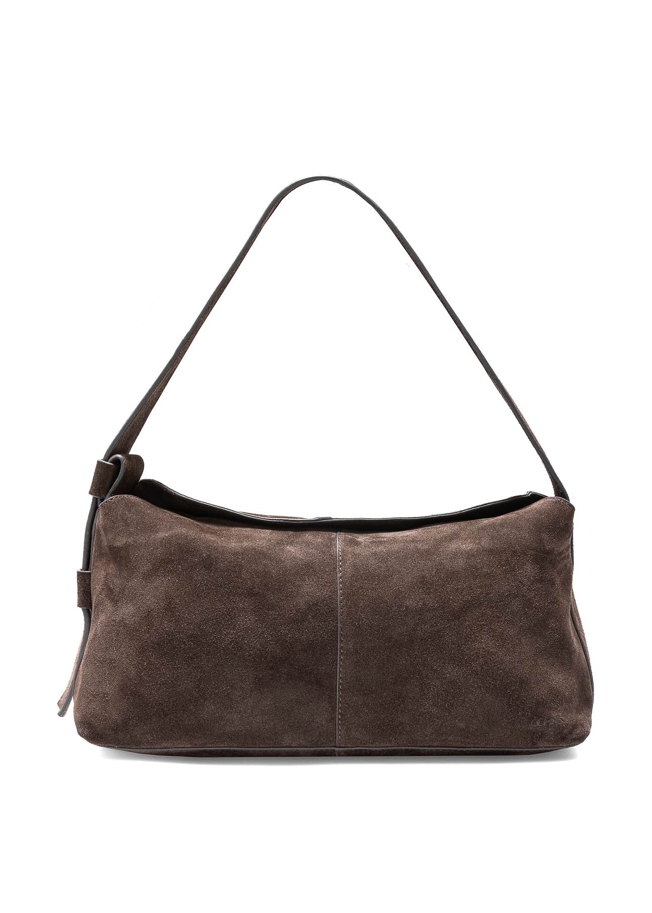 Dark brown suede handbag TORES-1186-89(Z25), product view from the front on a white background.