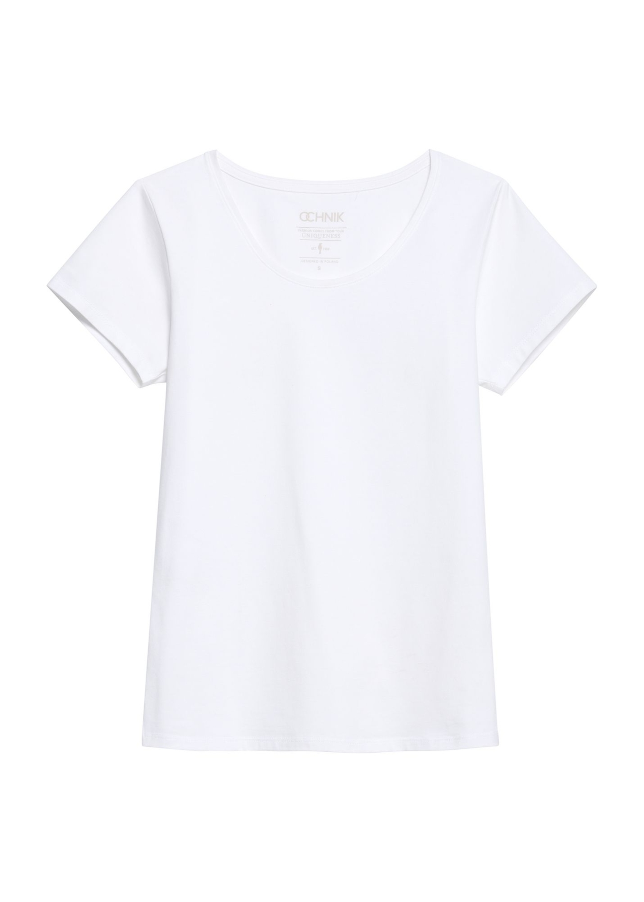 White basic women's T-shirt TSHDT-0111-0A(KS), product visible from the front on a white background.