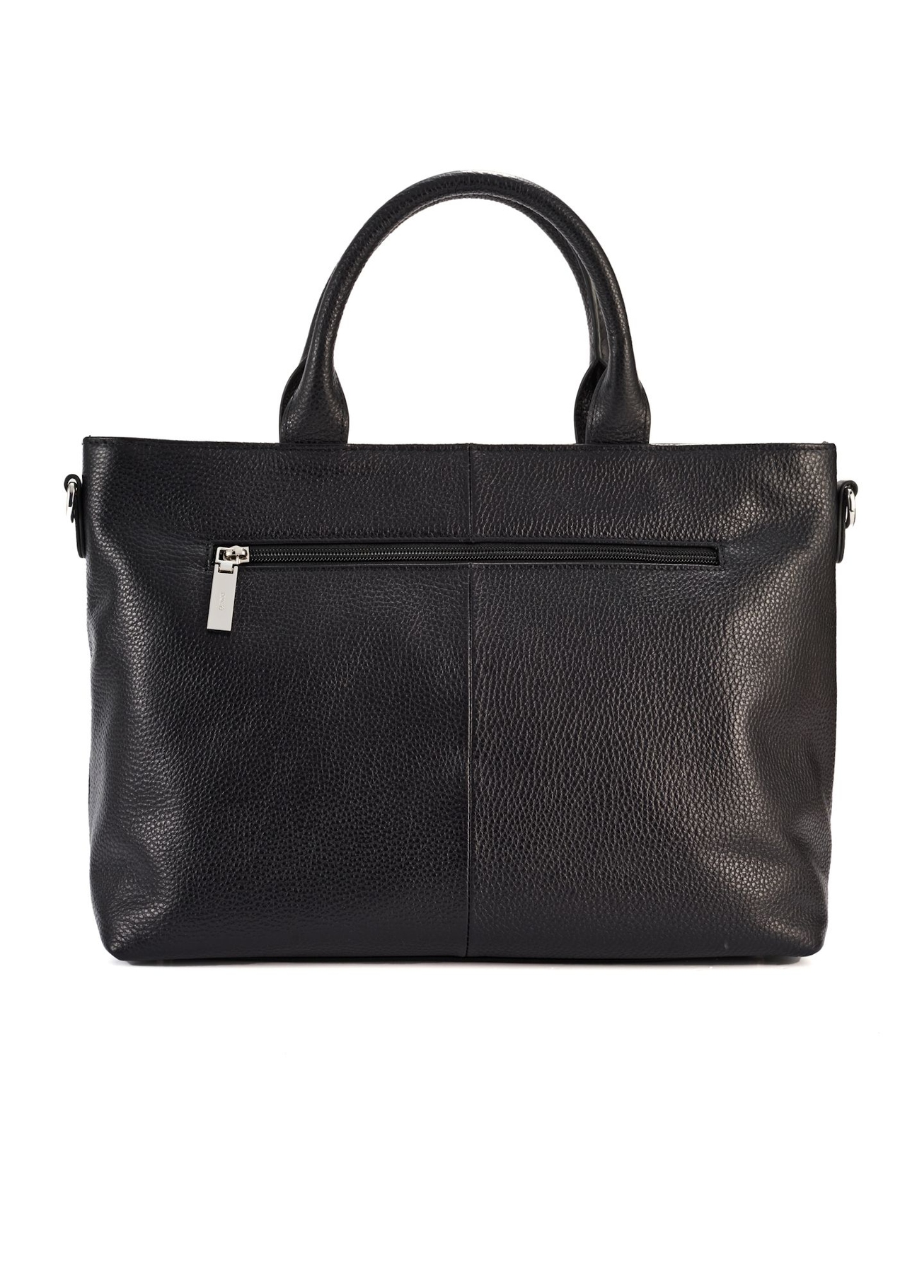 Black large leather women's handbag TORES-1158-9I(Z26), product view from the back on a light background.