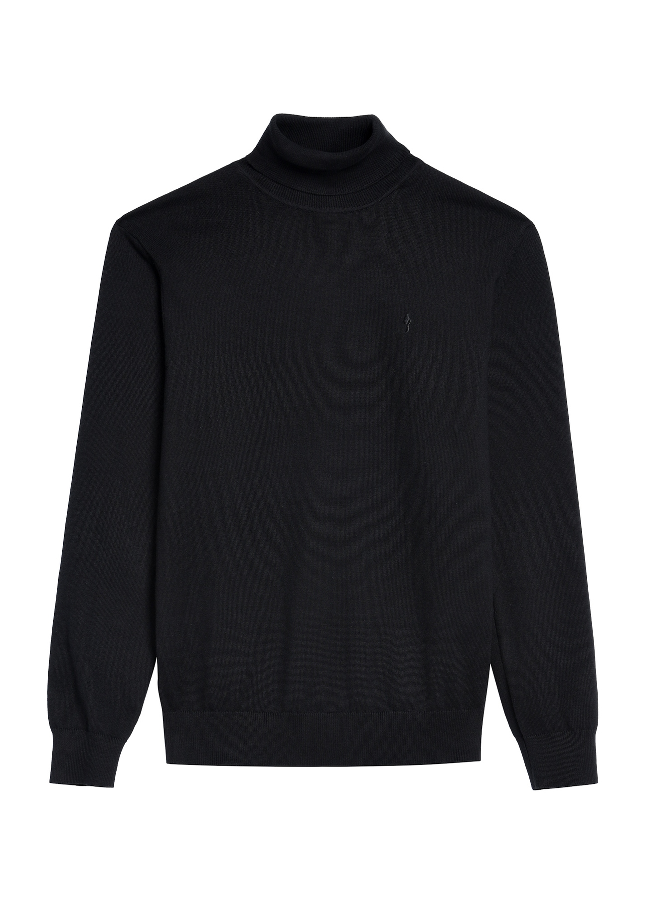 Black men's turtleneck sweater SWEMT-0095B-99(Z25), front product view on white background.