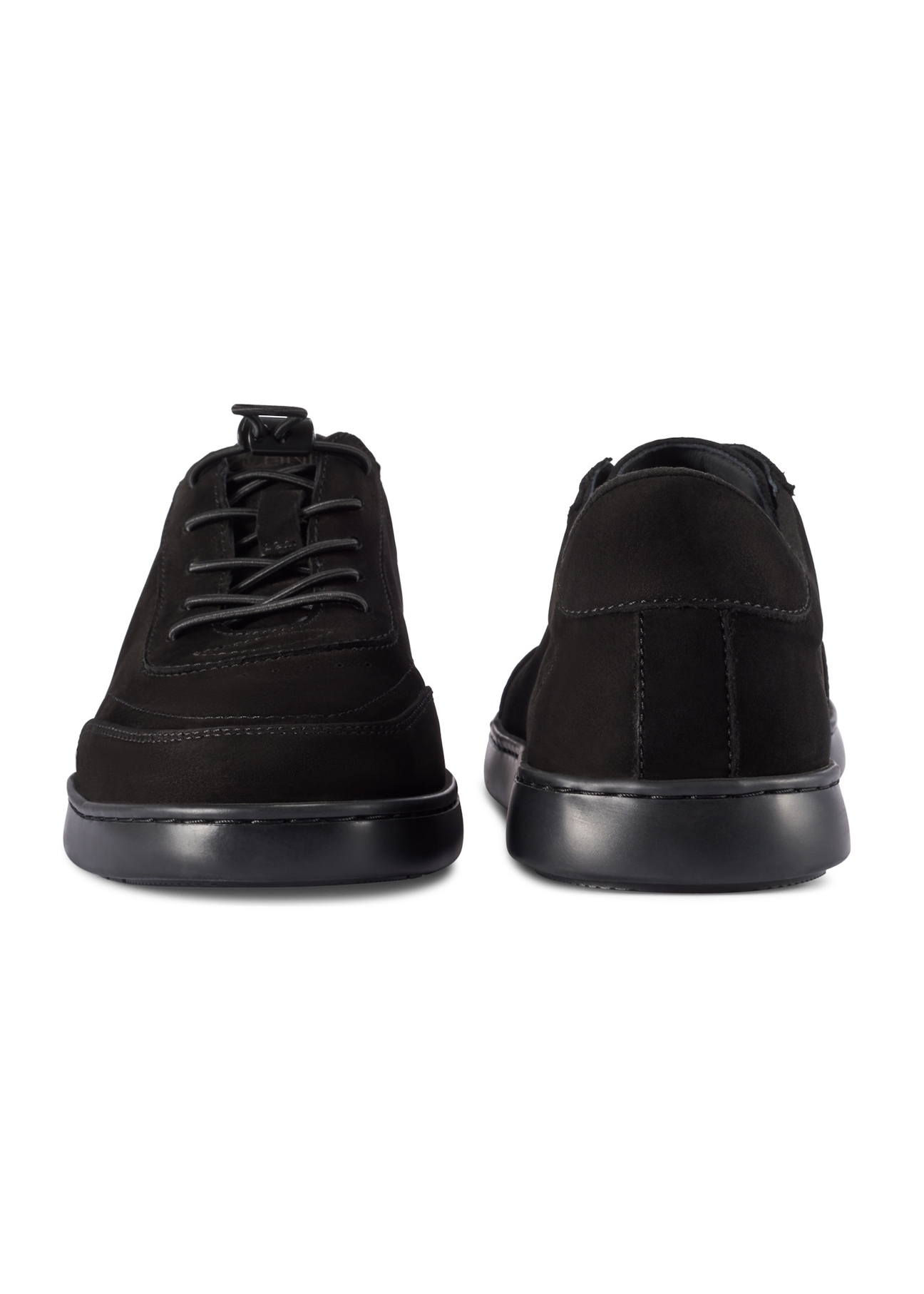 Black men's leather shoes BUTYM-0529-99(W26), front and back product view on white background.