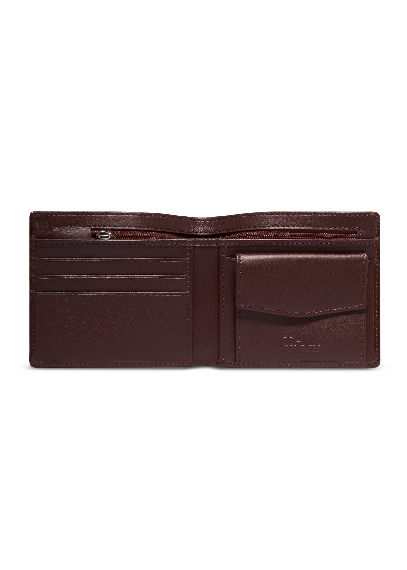 Brown leather men's wallet PORMS-0738-1G(Z26), product view inside on white background.