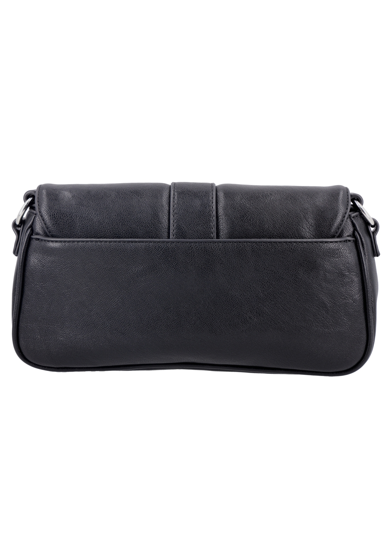 Black women's handbag with buckle TOREC-1370-99(Z26), product view from the back on a white background.