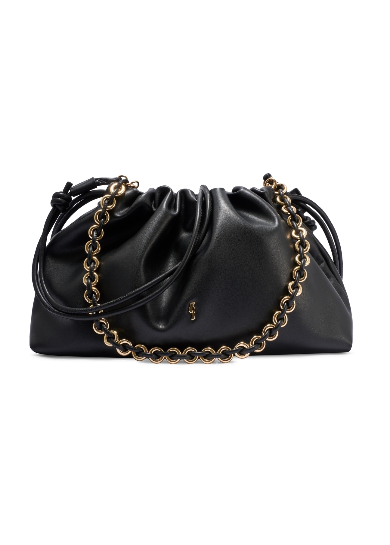 Black bucket bag TOREC-1215-99(W26) - product view from the back, on a white background.