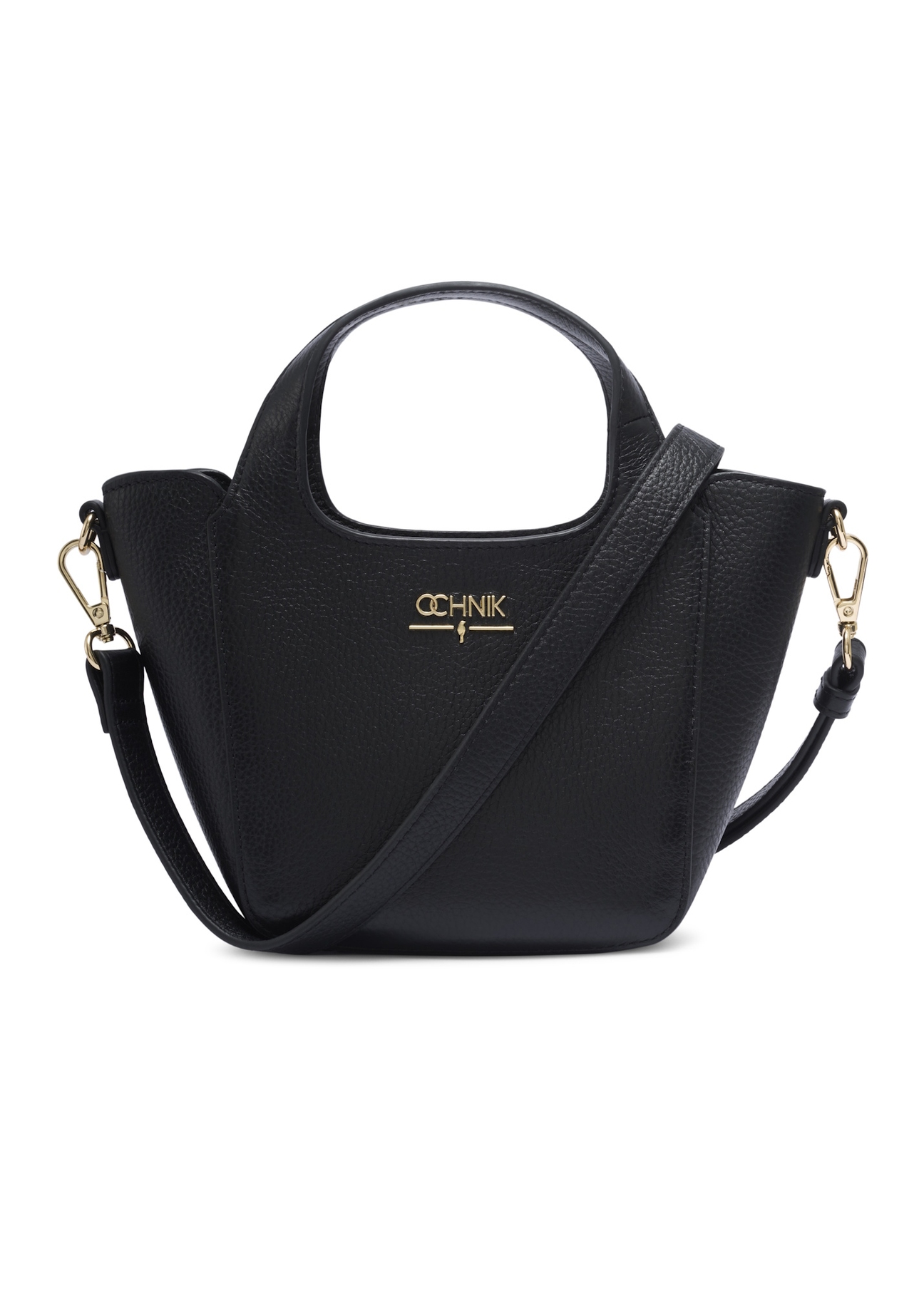 Small black leather women's handbag TORES-1341-9I(Z26), front product view on white background.