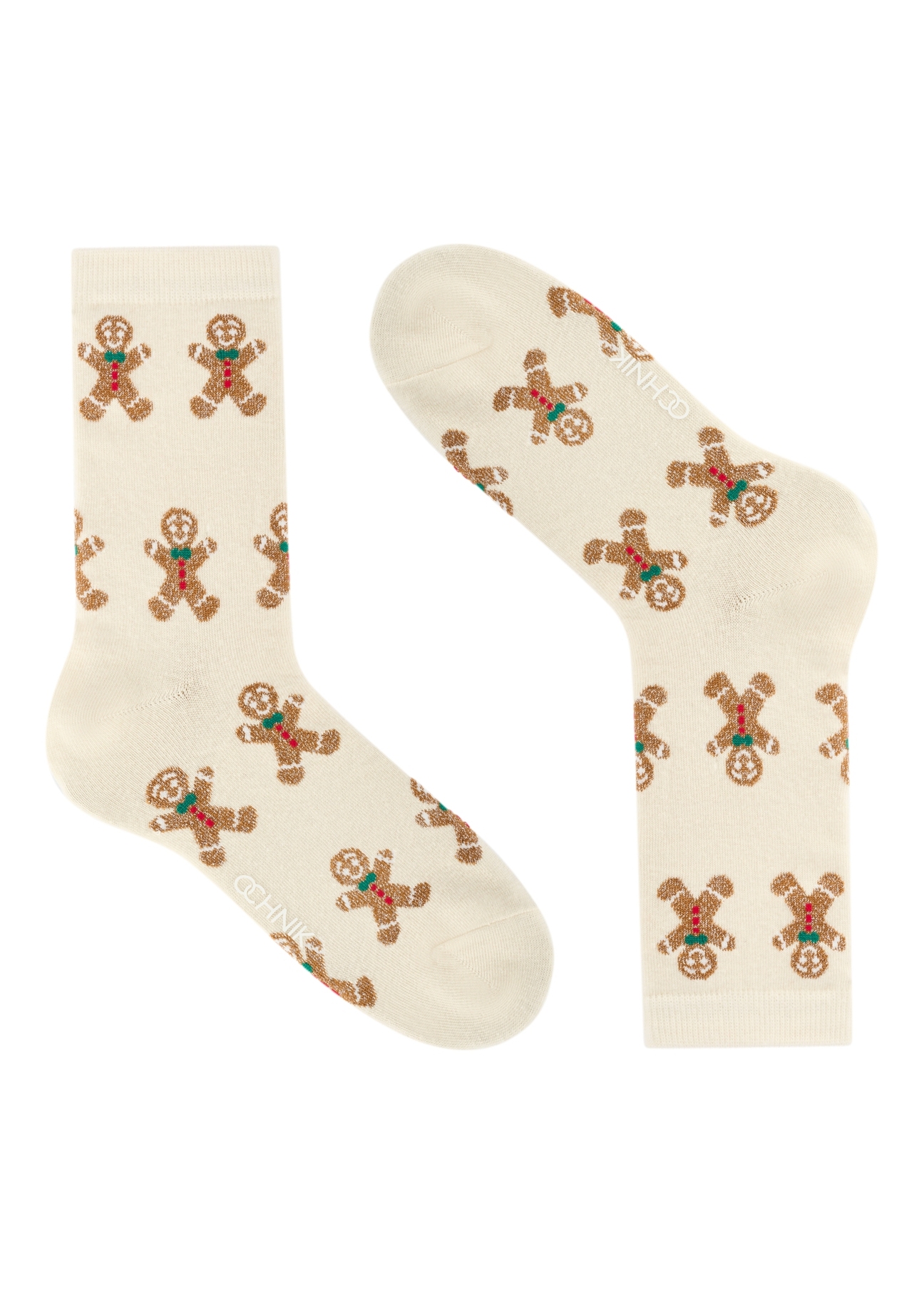 Set of women's Christmas socks ZESDT-0035-15(Z25), view of the first pair from the set on a white background.