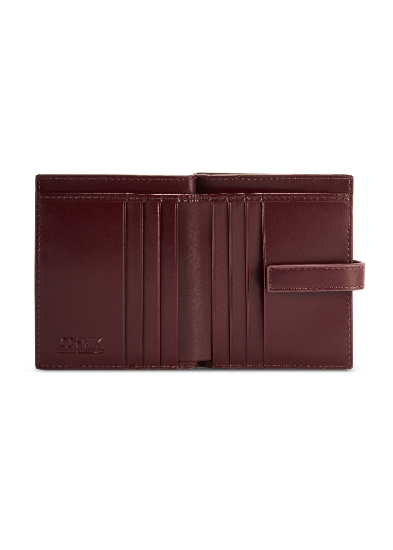 Burgundy leather women's wallet PORES-0975-49(Z25), product view from the inside on a white background.