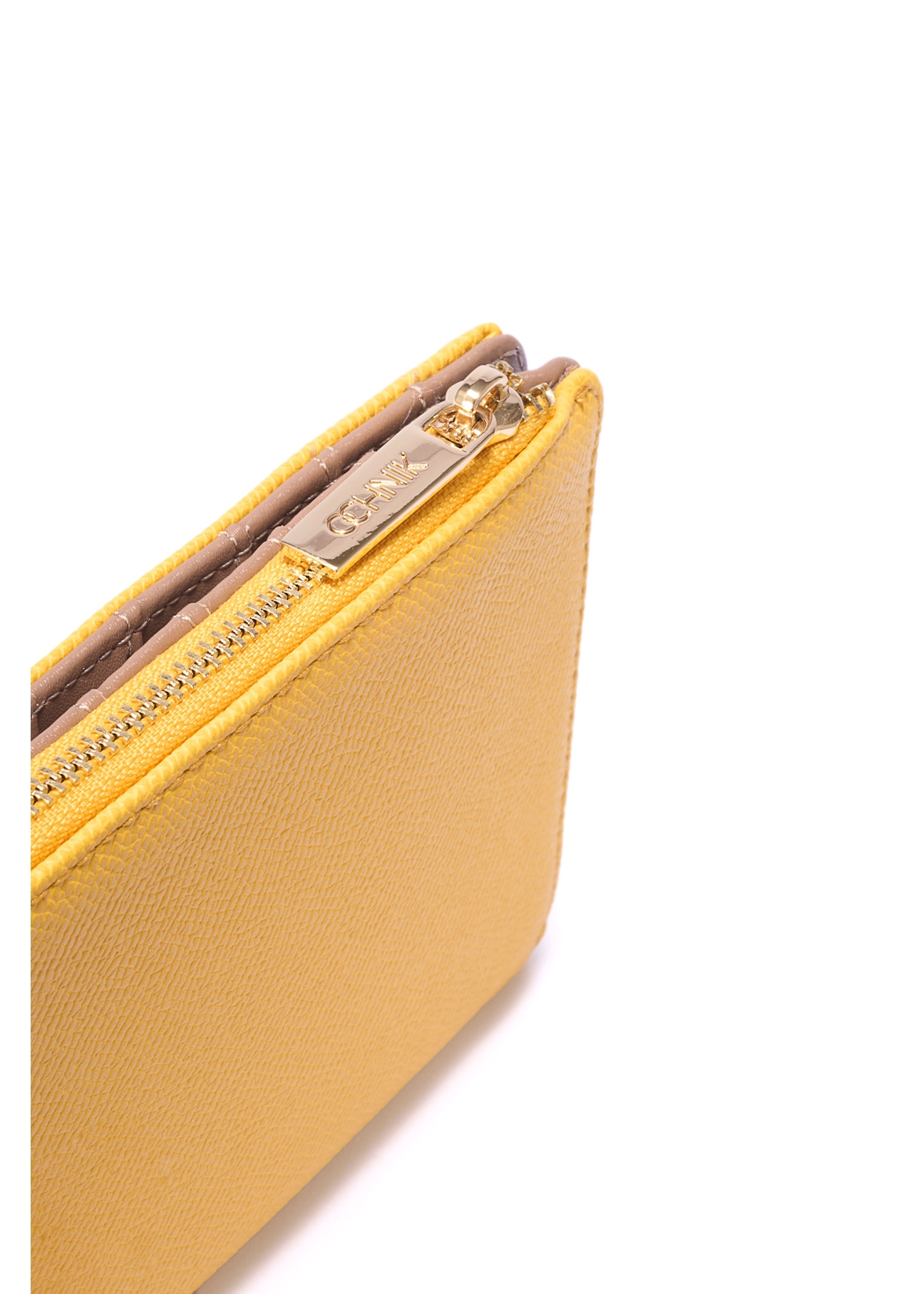 Large yellow women's wallet POREC-0406-21(W25), close-up of product detail on white background.