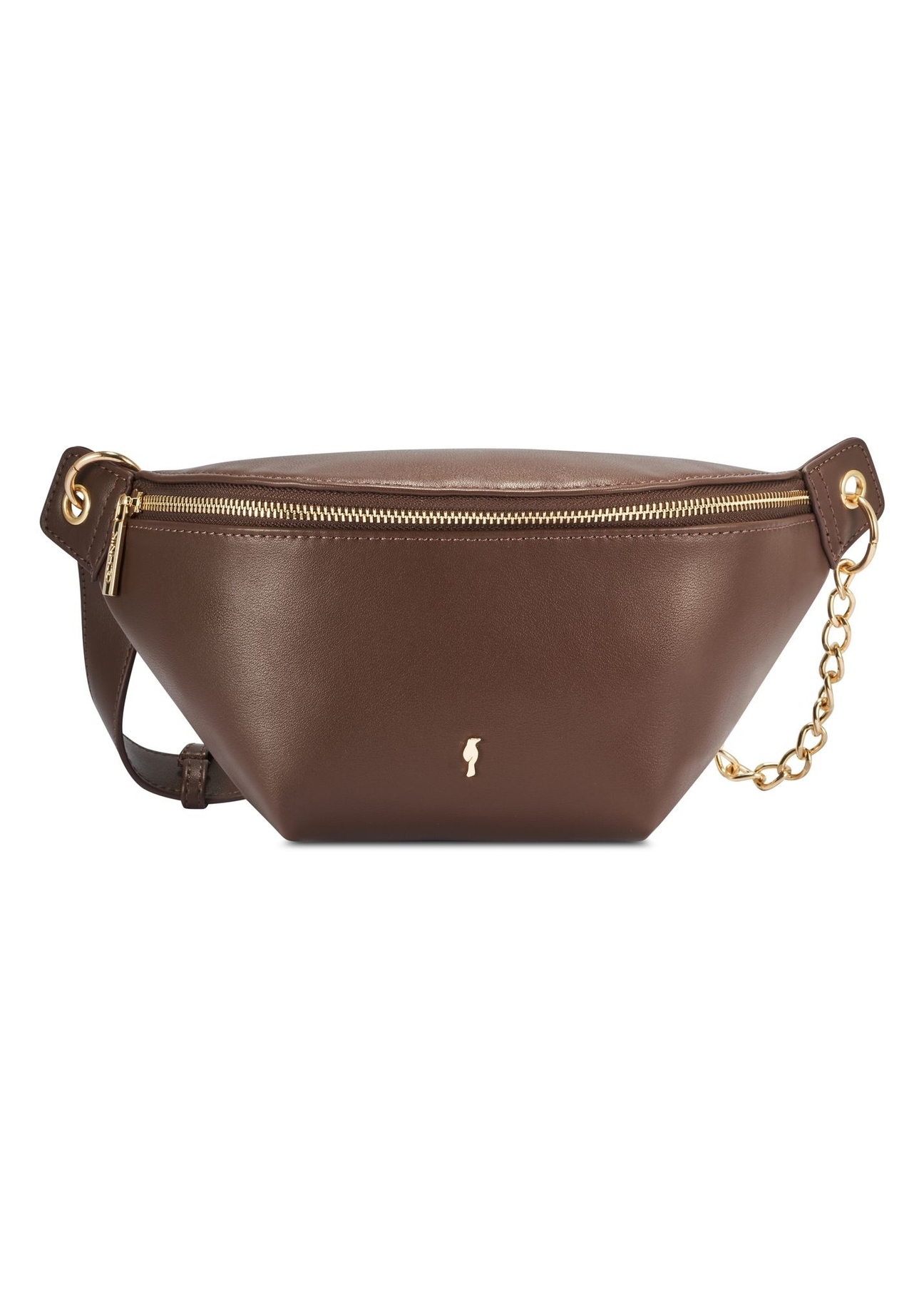Brown women's waist bag TOREC-0788-1H(Z26) , product view from the front on a white background.