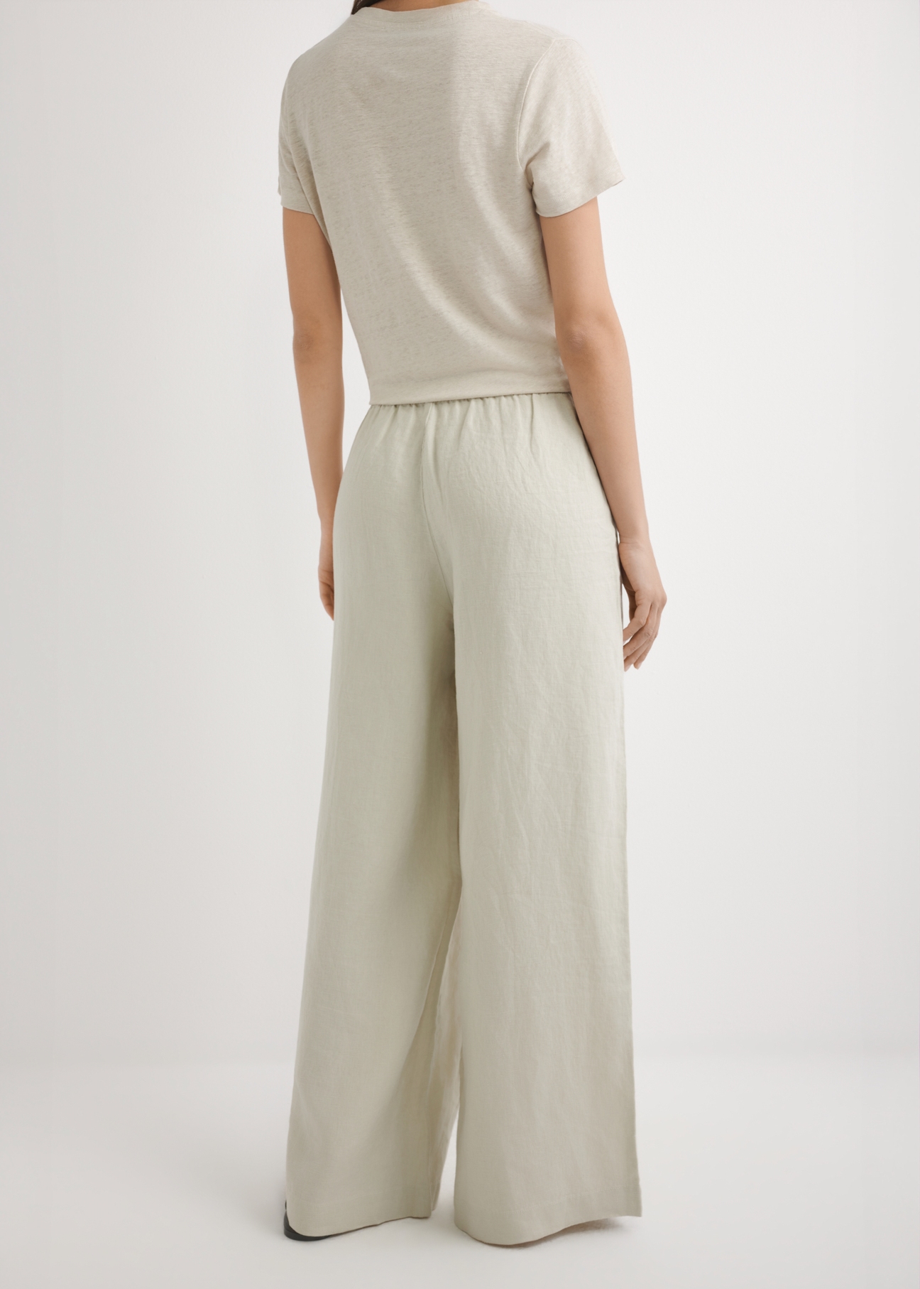 Light beige linen women's trousers SPODT-0124-1A(W26)