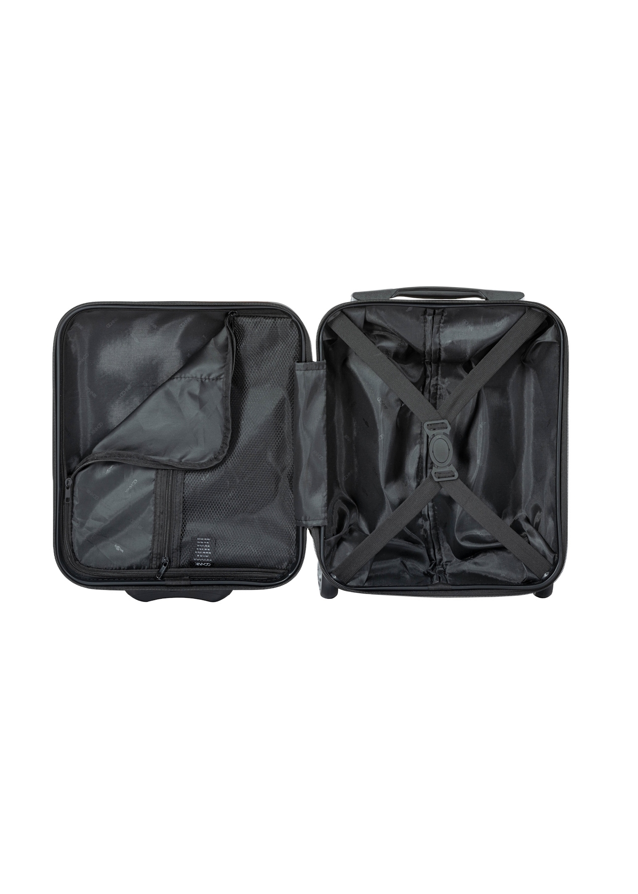 Cabin suitcase on wheels WALAB-0053-0X-16(W26), product view inside on white background.