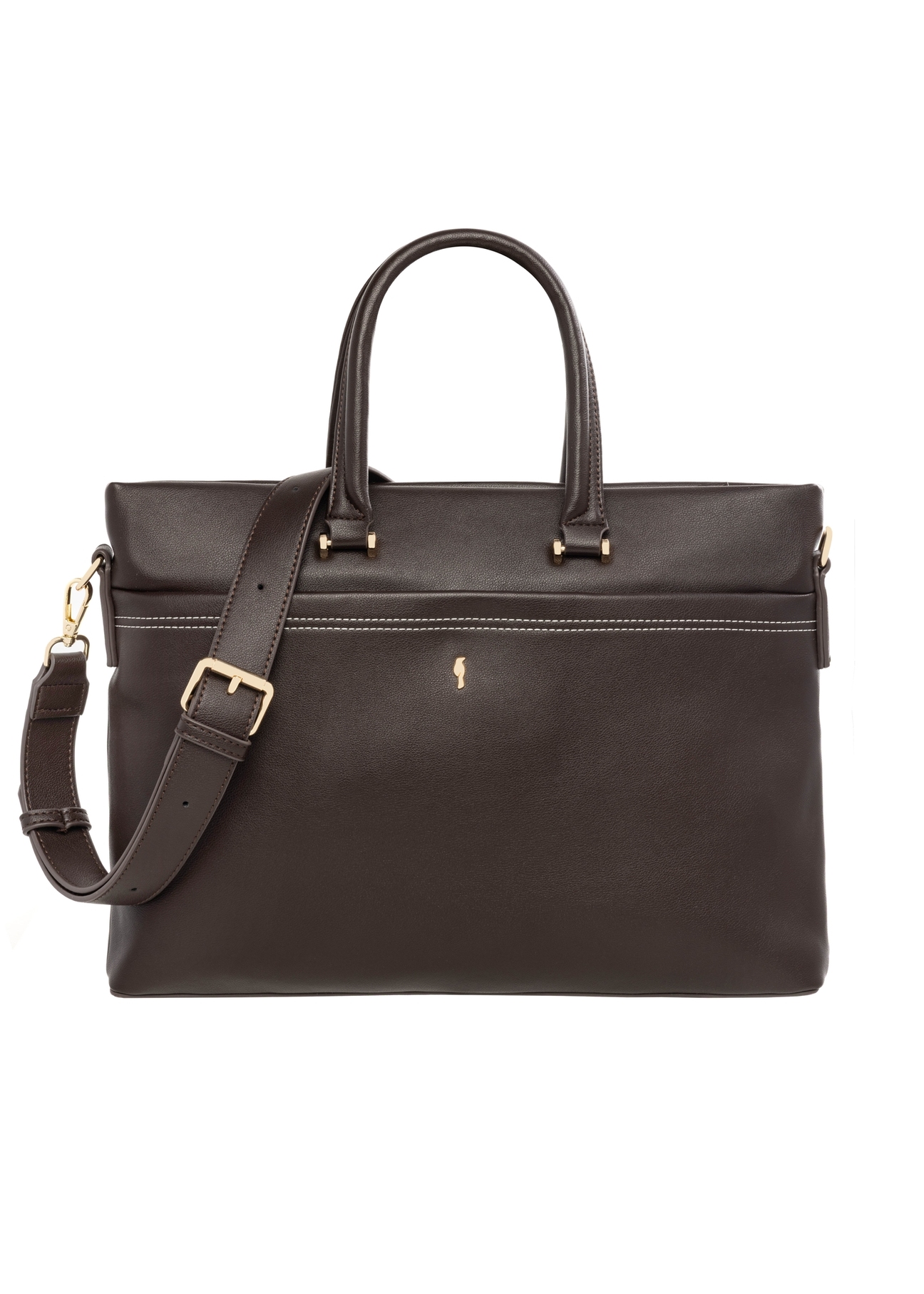 Brown women's briefcase TOREC-1372-1H(Z26) - front product view, on white background.