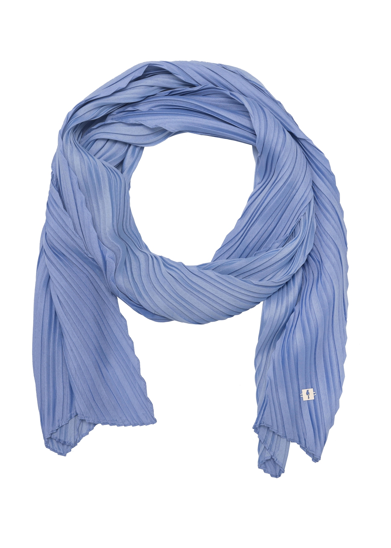 Blue women's scarf with crease SZADT-0157-60(W23)-04