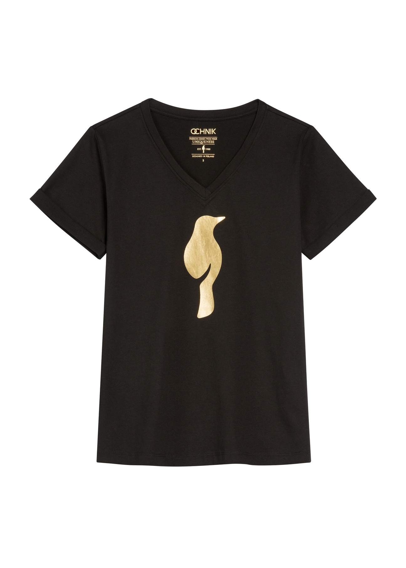 Black women's t-shirt TSHDT-0149-99(Z25), product view from the front on a white background.