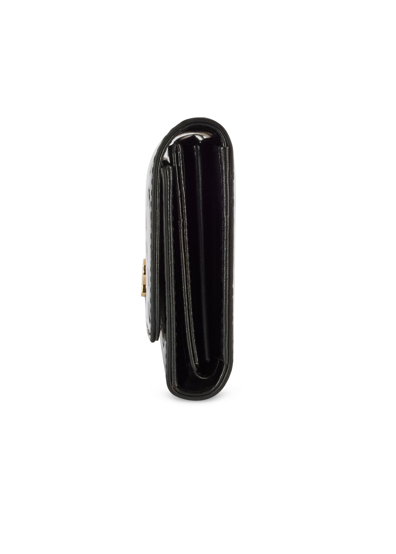Black large women's wallet with monogram POREC-0421-98(Z25) - side view of the product on a white background.
