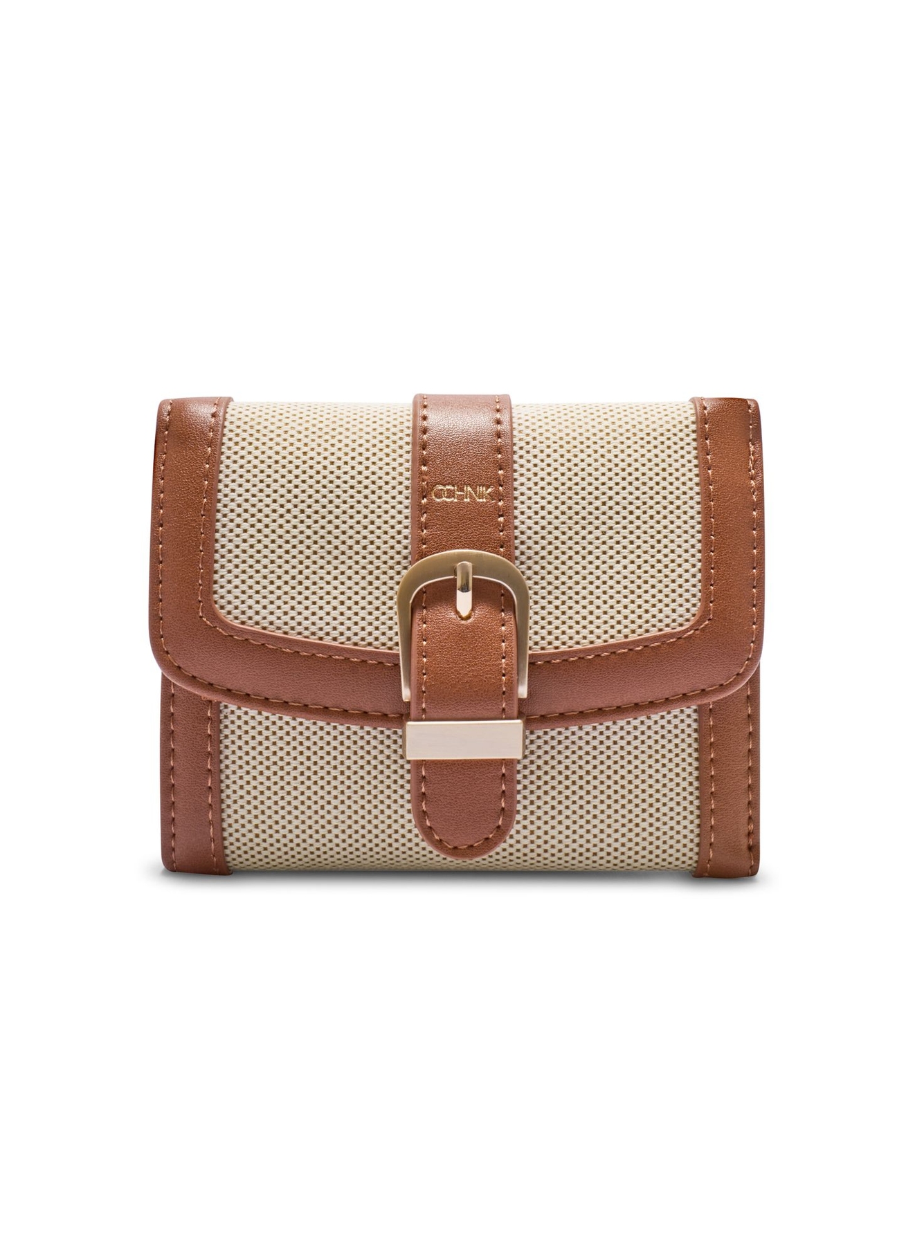 Small beige women's wallet POREC-0433-0P(W26) - front product view, on white background.