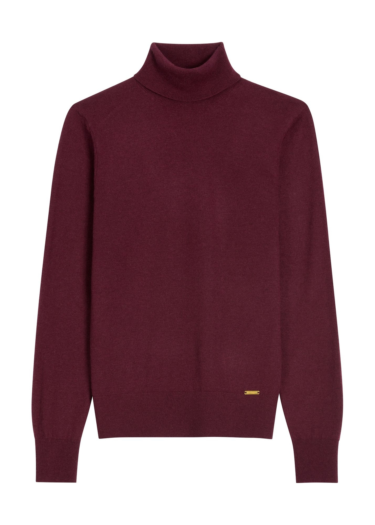 Women's burgundy wool turtleneck SWEDT-0266-4D(Z26) - front product view, on white background.