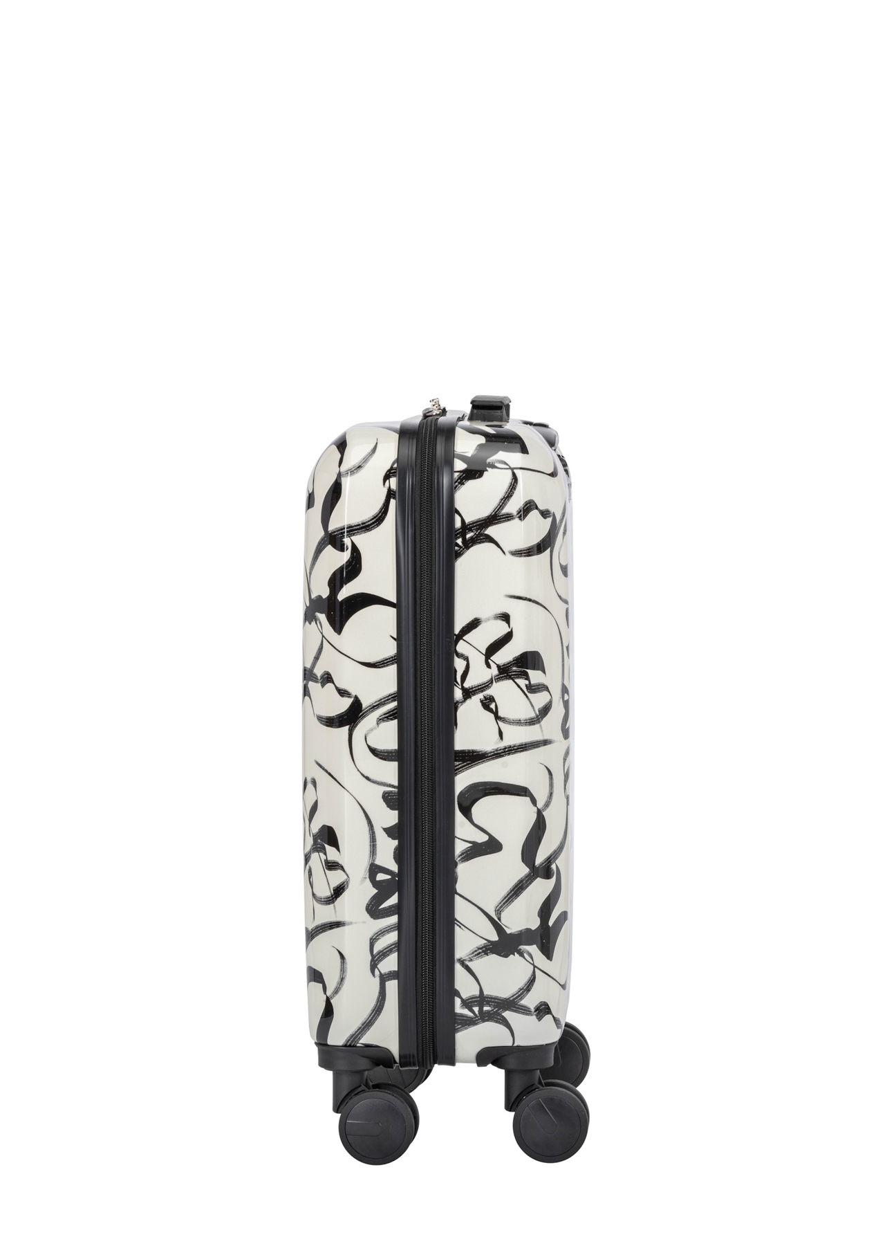 Small patterned suitcase on wheels WALAB-0074-1P-19(W26), side view of the product on a white background.