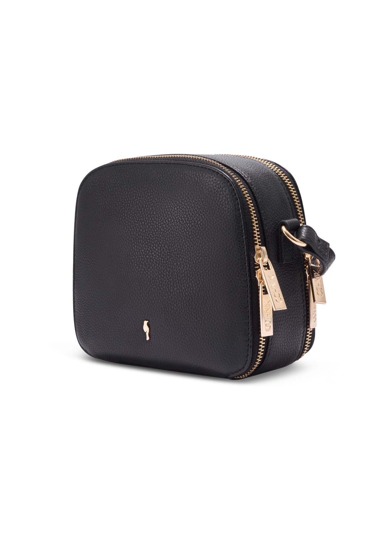 Leather two-compartment women's handbag in black TORES-1428-9I(Z26), diagonal product view on a white background.