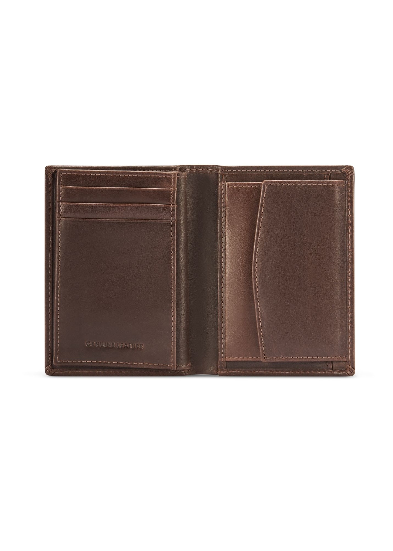 Men's brown leather wallet PORMS-0672-1H(Z26), product view from the inside on a white background.