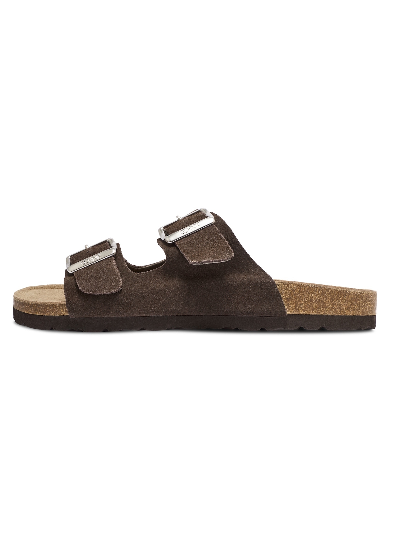 Men's dark brown leather flip-flops BUTYM-0495-1I(W26), side view of the product on a white background.