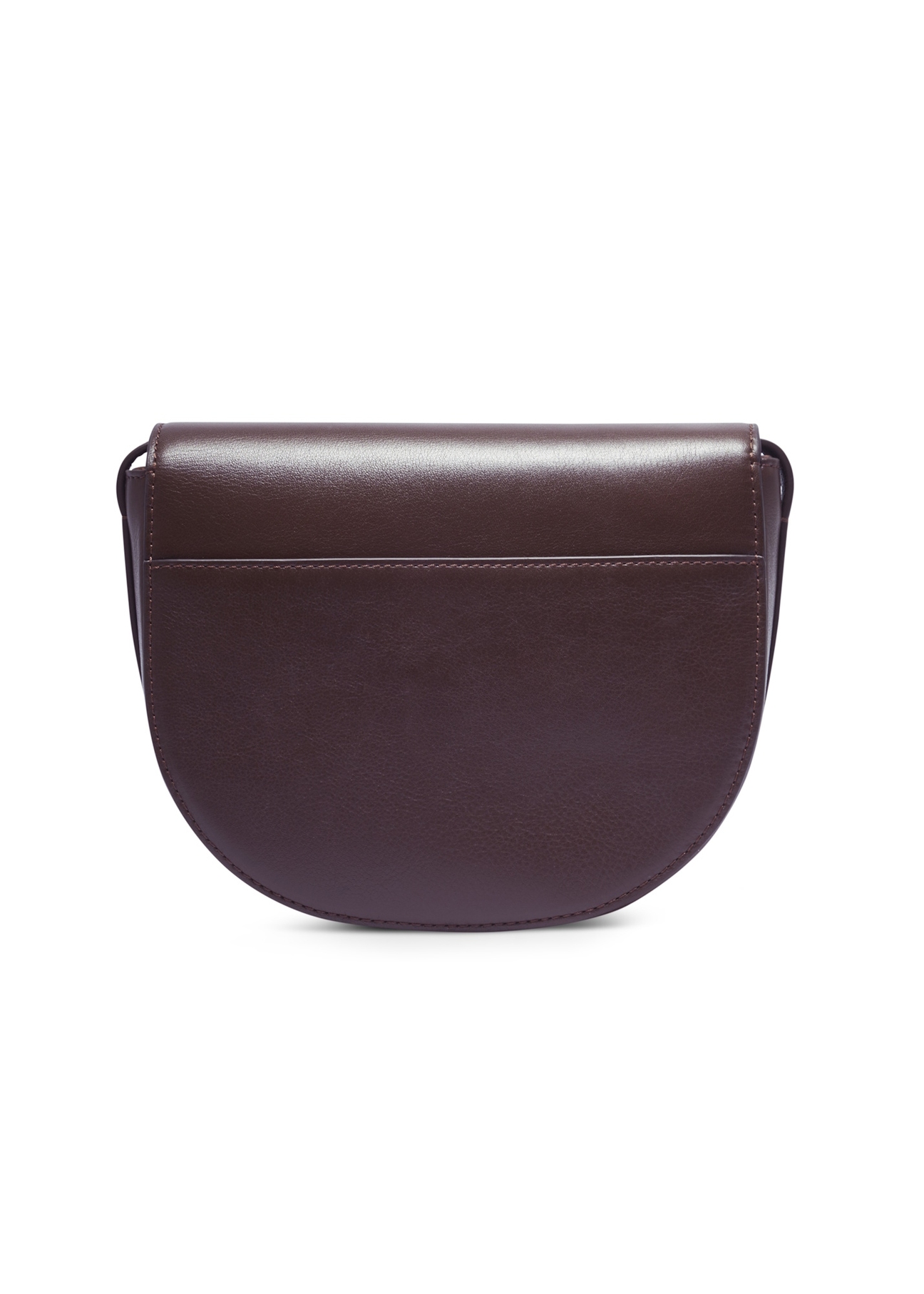Brown leather women's messenger bag TORES-1352-1H(Z26), product view from the back on a white background.